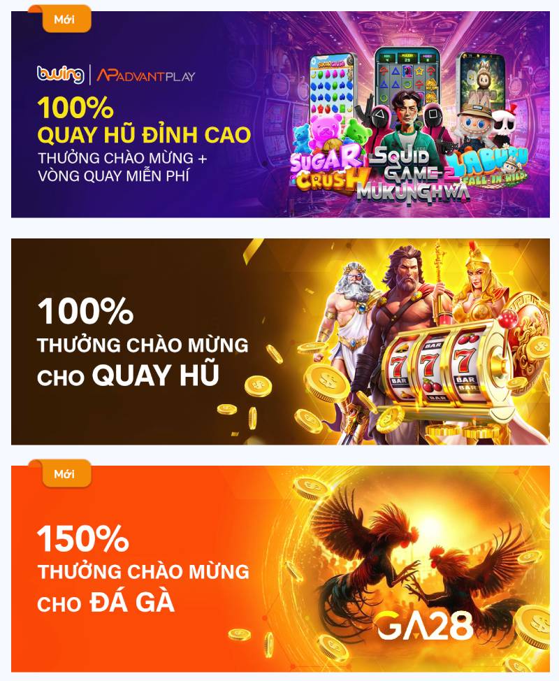 Casino, quay hũ, đá gà: Ưu đãi chia đều cho mọi sân chơi