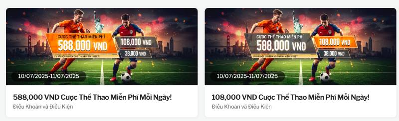 Tặng cược miễn phí thể thao mỗi ngày